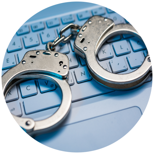 Circle with handcuffs on keyboard