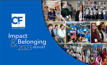 photo of C&F employees on the cover of impact & belonging report